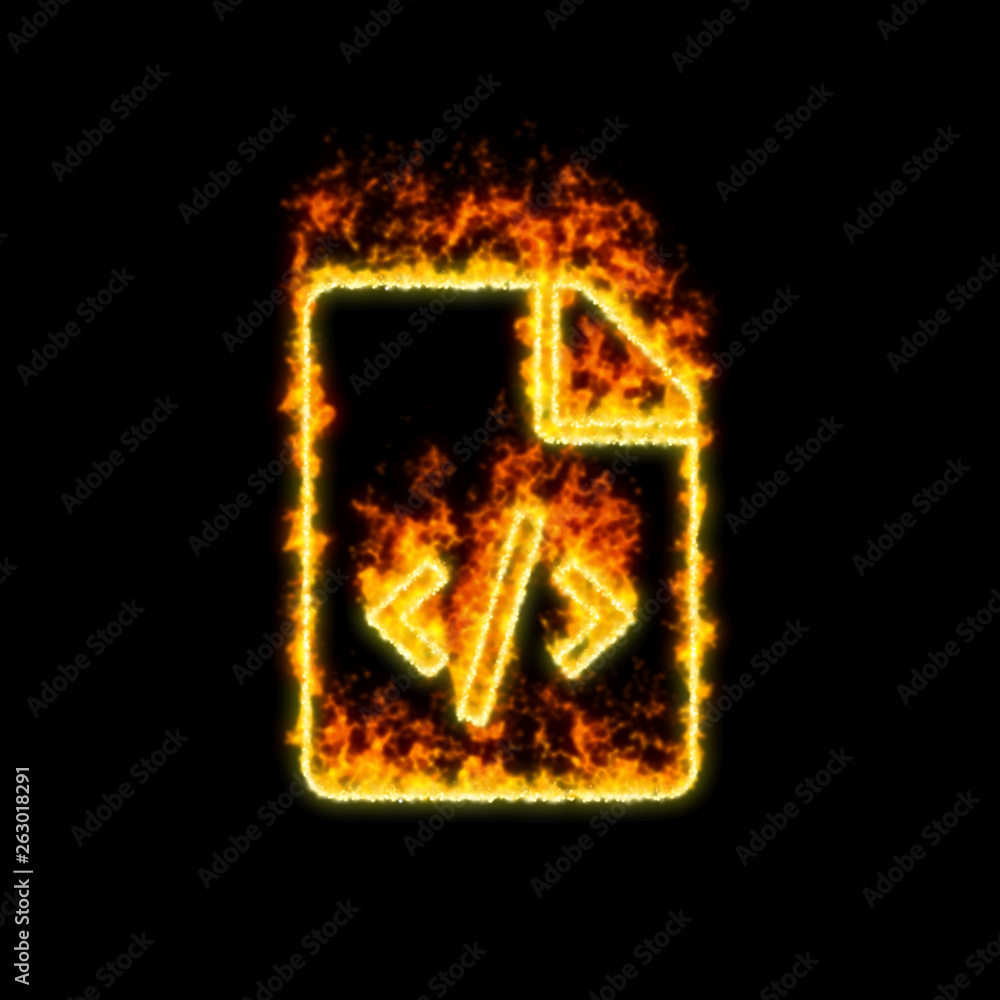 The symbol file code burns in red fire