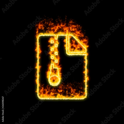 The symbol file archive burns in red fire
