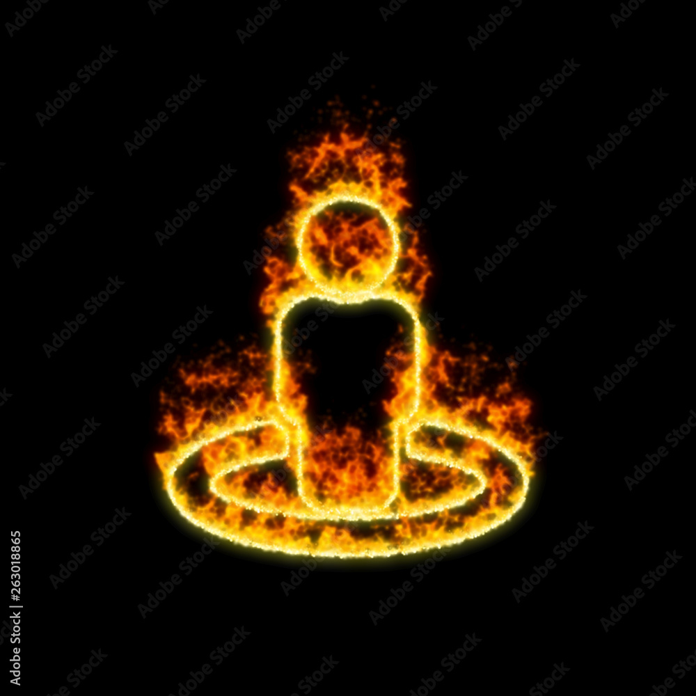 The symbol street view burns in red fire The symbol street view burns in red fire