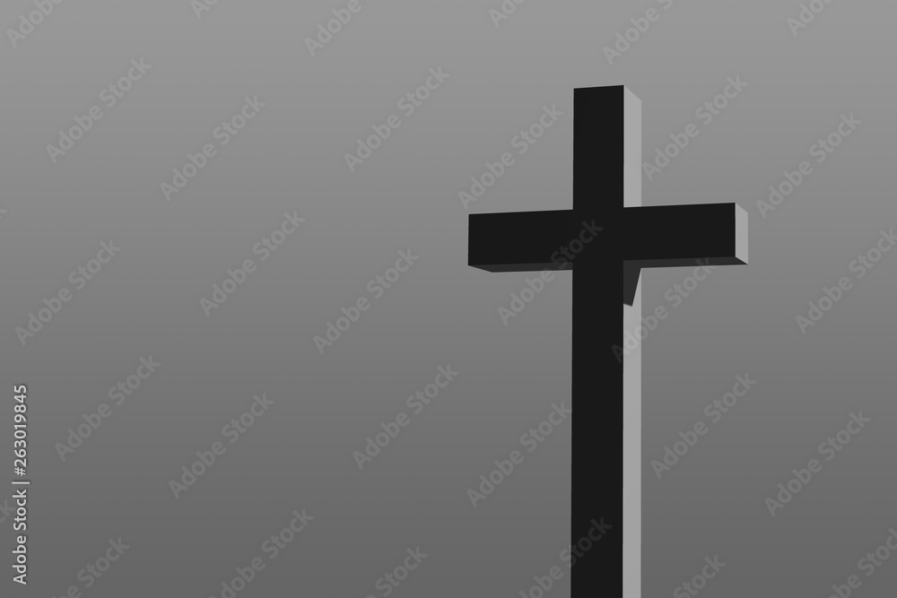 christian cross on a gray background