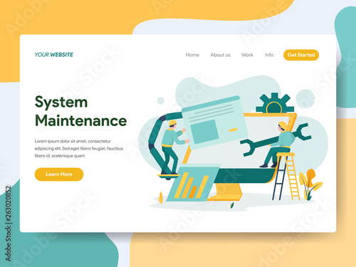 Landing page template of System Maintenance Illustration Concept. Modern Flat design concept of web page design for website and mobile website.Vector illustration