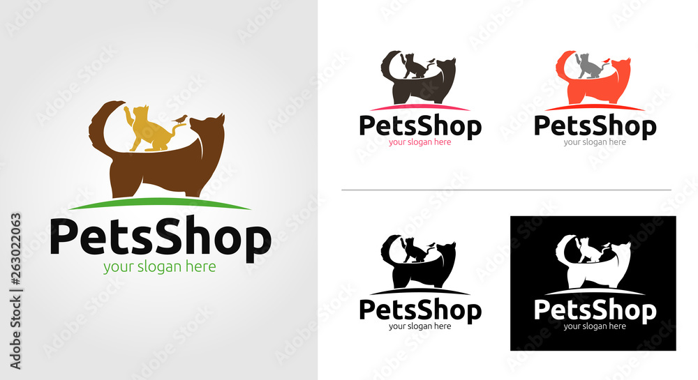 Fotografie Pets Shop Logo Template Set