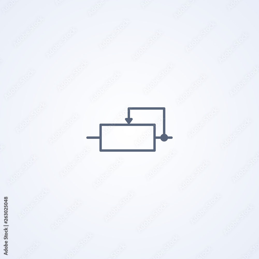 Variable resistor, vector best gray line symbol Variable resistor, vector best gray line symbol