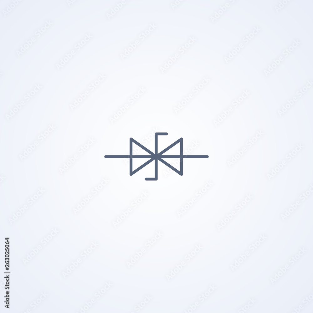 Zener diode dual, vector best gray line symbol Zener diode dual, vector best gray line symbol