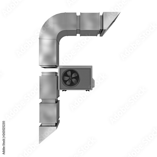 letter F of air conditioning and ventilation pipes