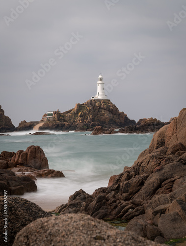 La Corbiere Lighthouse at high tide, Jersey, Channel Islands