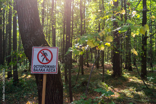 Wood felling sign in Losin island in Moscow photo