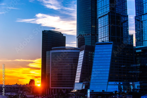 Moscow International Business Centre at evening