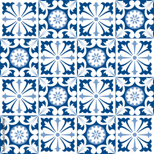 Decorative pattern for the background, tile and textiles. It is assembled from modular parts. Vector. Seamless. photo
