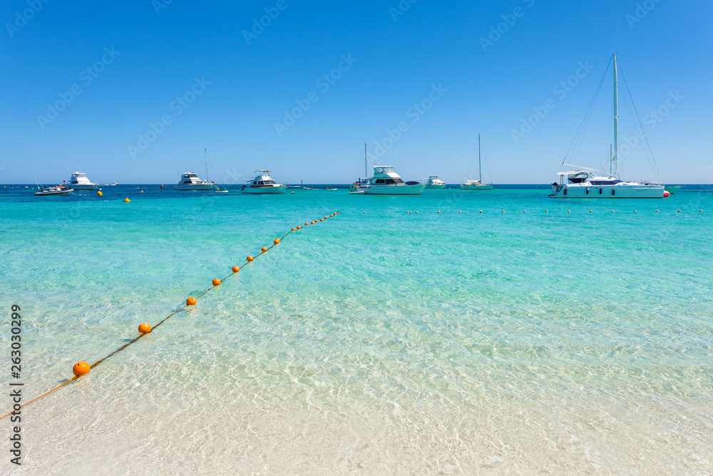 Crystal clear turquoise water at Rottnest Island, Perth, Western Australia.