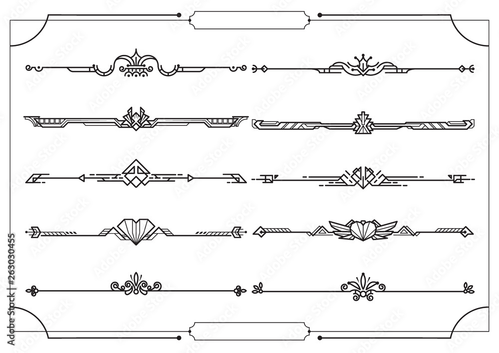 Set of dividers in border, vector decorative design elements
