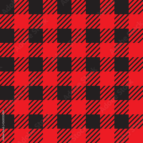 Vector seamless texture with vichy cage ornament. Red and blakc cages