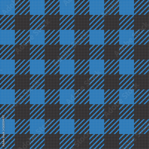 Vector seamless texture with vichy cage ornament. Blue and black cages