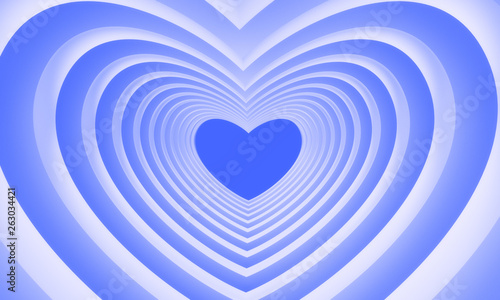 Blue Geometric Heart shape abstract background. 3d rendering.