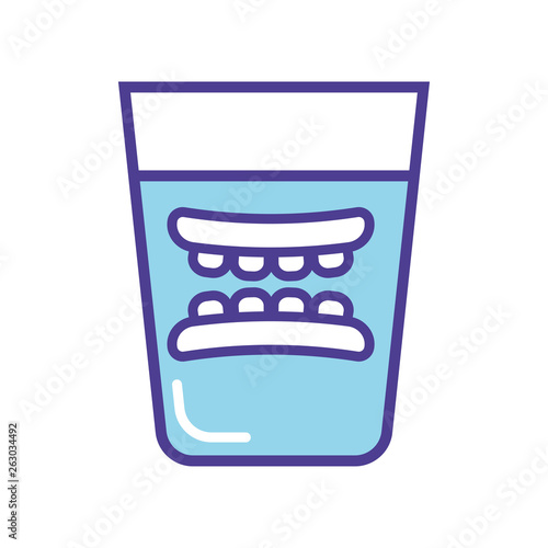 denture in a glass     icon vector illustration  isolated on white background