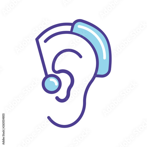 Blue hearing aid  icon vector illustration  isolated on white background