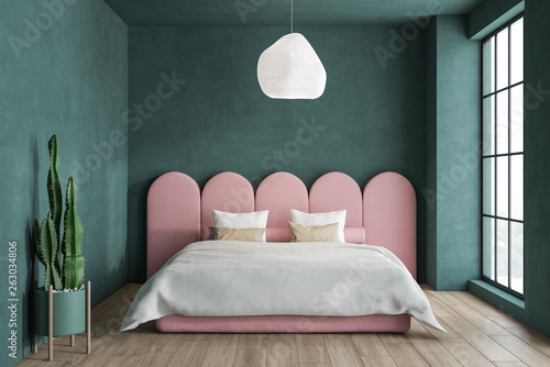 Fotografía Minimalistic green and pink bedroom
