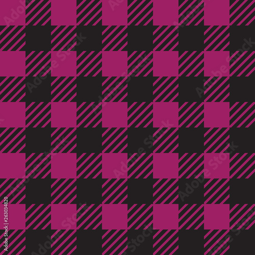 Vector seamless texture with vichy cage ornament. Black and purple cages