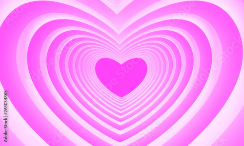 Pink Geometric Heart shape abstract background. 3d rendering.