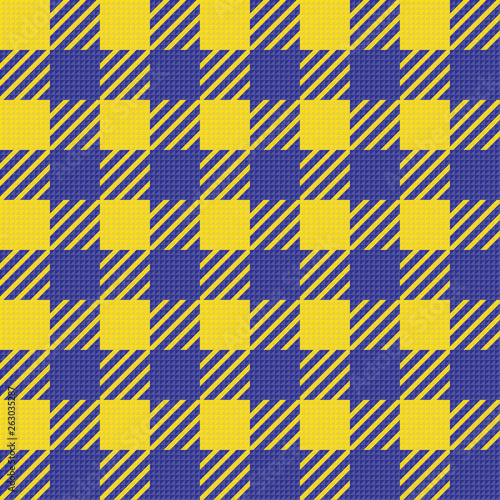 Vector seamless texture with vichy cage ornament. Yellow and blue cages