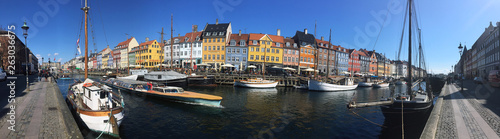 Vacation in Europe. Colored houses near the water channel. Copenhagen.