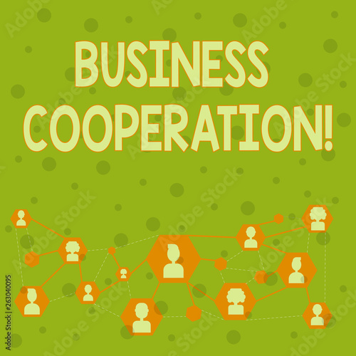 Word writing text Business Cooperation. Business photo showcasing businesses to work together for mutual benefit Online Chat Head Icons with Avatar and Connecting Lines for Networking Idea