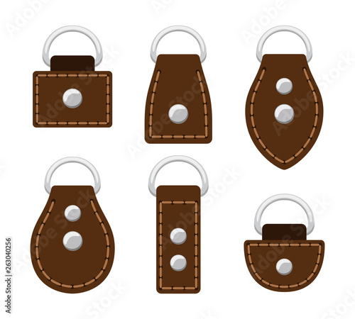 Sample of cartoon leather belt and buckle. Vector belt object strap illustration