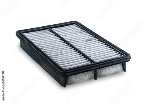 dirty air filter for car, automotive spare part in plastic case