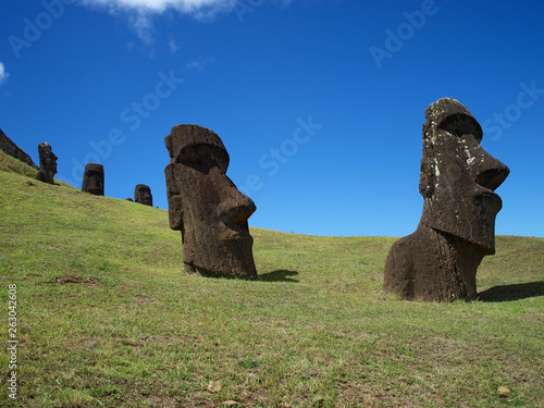 Moai, Stone Head Sculpture in Rapa Nui, Easter Island, Chile.