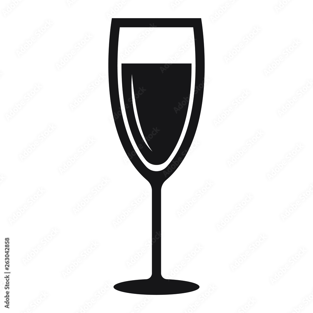 Champagne glass simple icon. Vector illustration isolated on white background. 