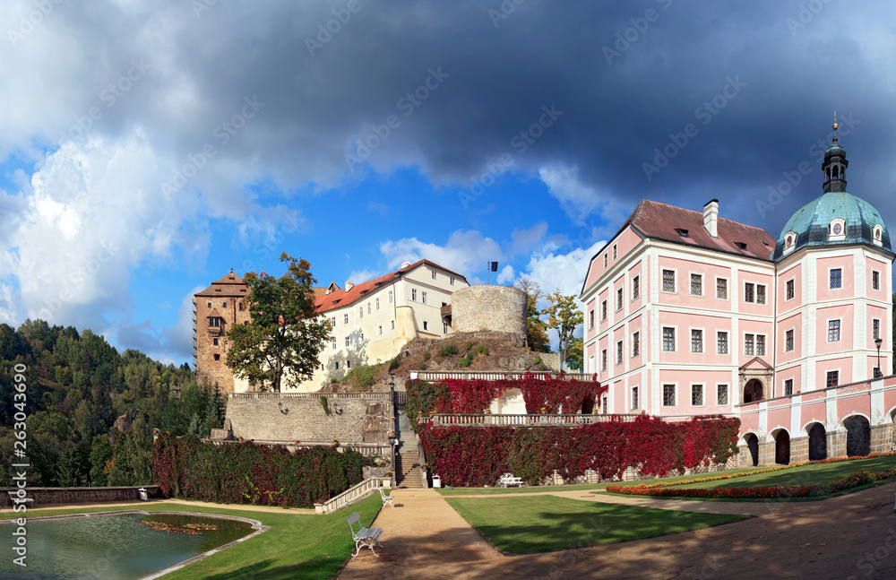 Panorama von Schloss Petschau in Böhmen