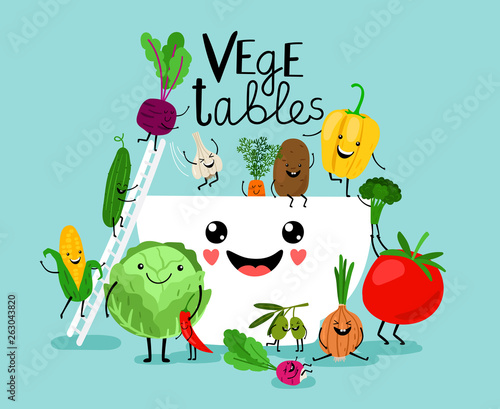 Vegetables salad diet. Fresh vegetarian healthy meals, vegetable bowl ingredients, raw food vegan diet design illustration