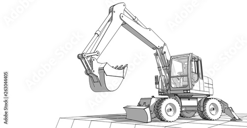 excavator 3d illustration