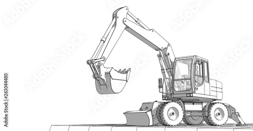 excavator 3d illustration