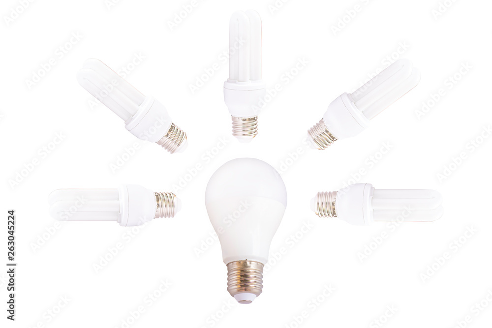 LED bulbs on a white background with clipping path. LED bulbs on a white background with clipping path.