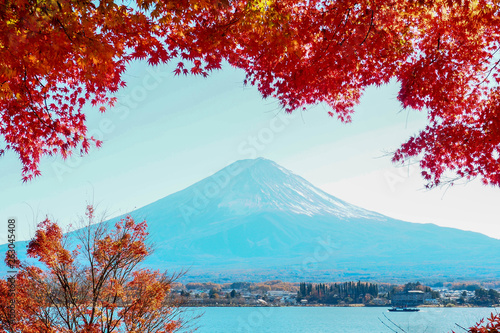 Autumn Season Fuji  Mountain at Kawaguchiko lake, Japan. © sakdam