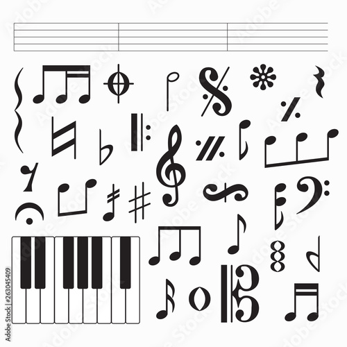 Music symbols on white