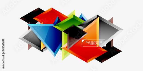 Bright colorful triangular poly 3d composition abstract geometric background  minimal design  polygonal futuristic poster