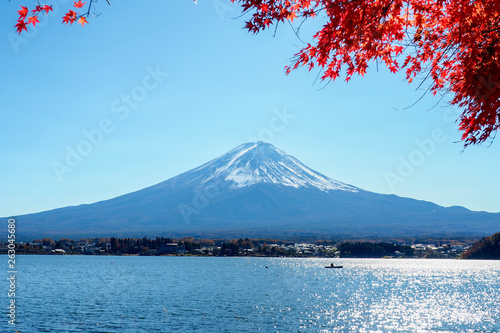 Autumn Season Fuji Mountain at Kawaguchiko lake, Japan.