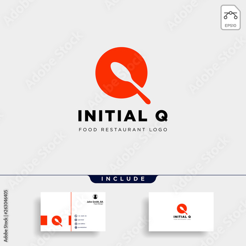 initial q food equipment simple logo template vector icon abstract