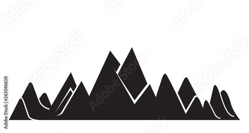 valley, mountain range silhouette on white background