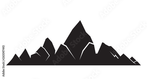 valley  mountain range silhouette on white background