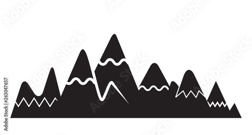 valley, mountain range silhouette on white background