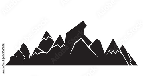 valley, mountain range silhouette on white background © bigpa