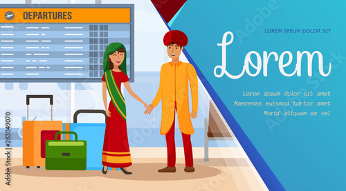 Indian Husband and Wife on Vacation Illustration