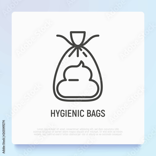Hygienic bag for dogs thin line icon. Modern vector illustration for pet shop.