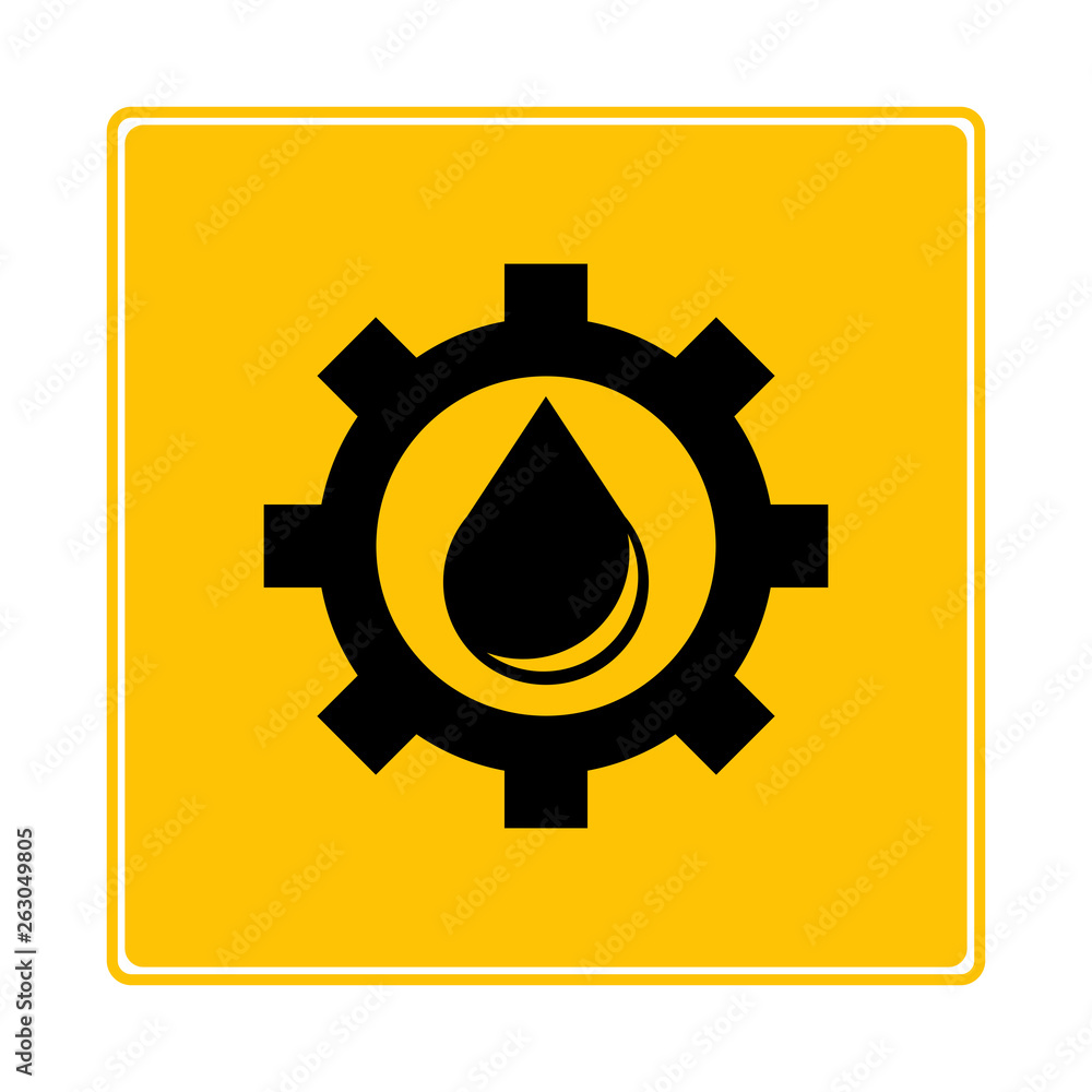oil drop and gear on yellow background oil drop and gear on yellow background