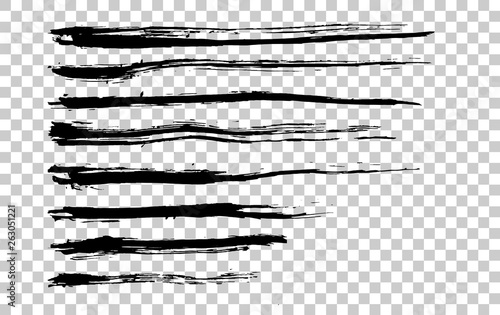 Handwrite Brush strokes set. Handmade design elements. Isolated object. Vector Illustration.