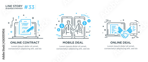 Set of illustrations concept with businessmen. Workflow, growth, graphics. Business development, milestones. linear illustration Icons infographics. Landing page site print poster. Line story