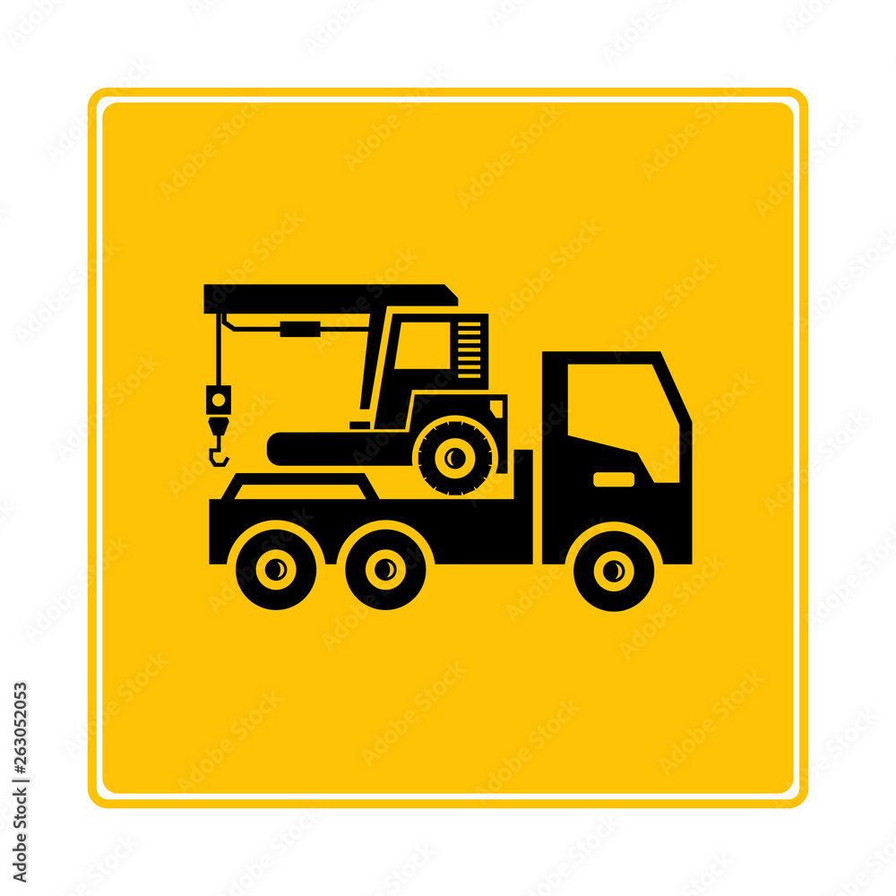 Fototapeta premium car carrier truck icon in yellow background
